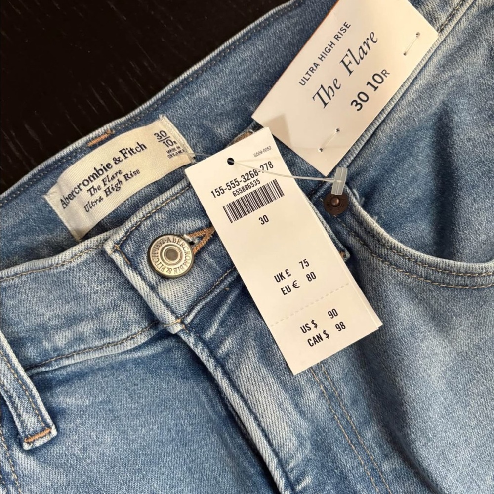 Abercrombie & Fitch Light Blue Ultra High Rise Flare Jeans